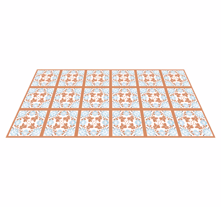 Tapis vinyle cuisine carreaux floraux méditerranéens - TenStickers