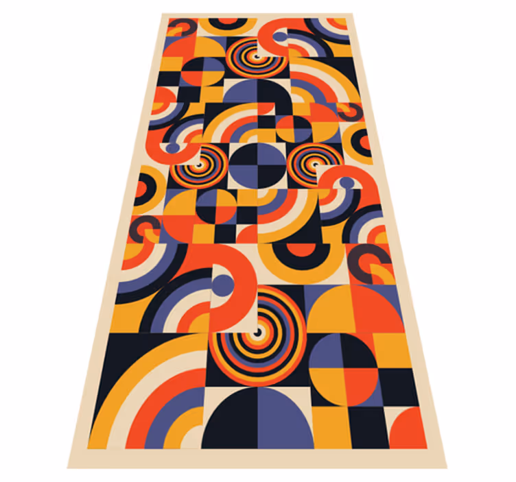 Tapis vinyle cuisine cercles bauhaus colorés - TenStickers