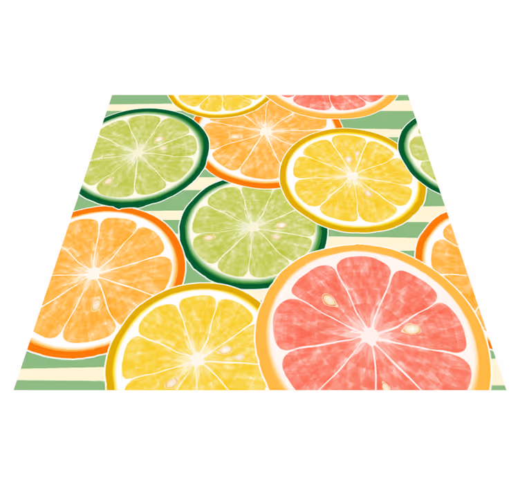 Tapis vinyle cuisine stickers carrelage agrumes - TenStickers