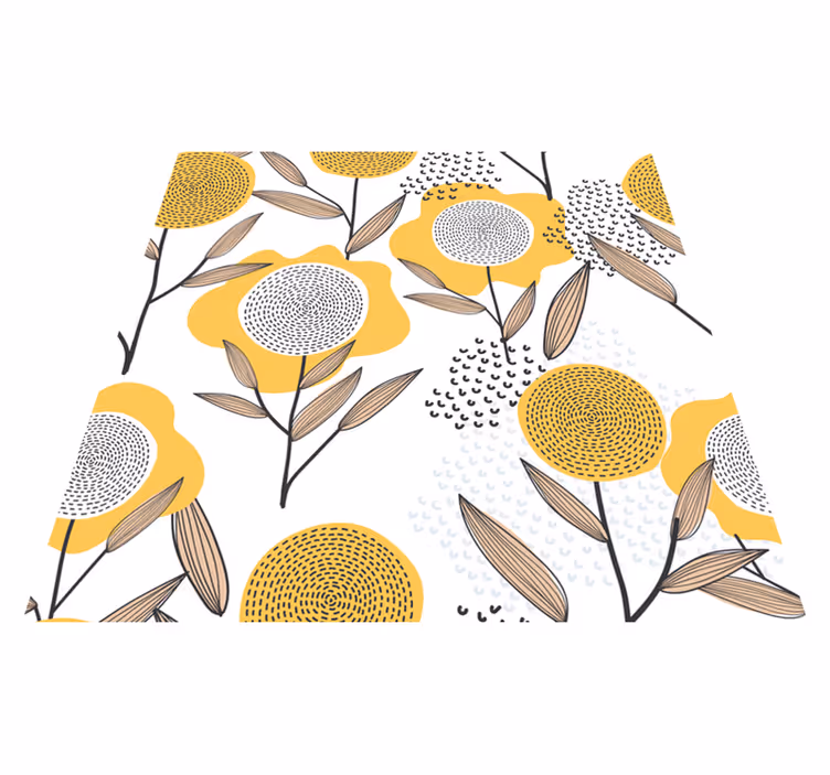 Tapis vinyle cuisine motif floral abstrait jaune - TenStickers