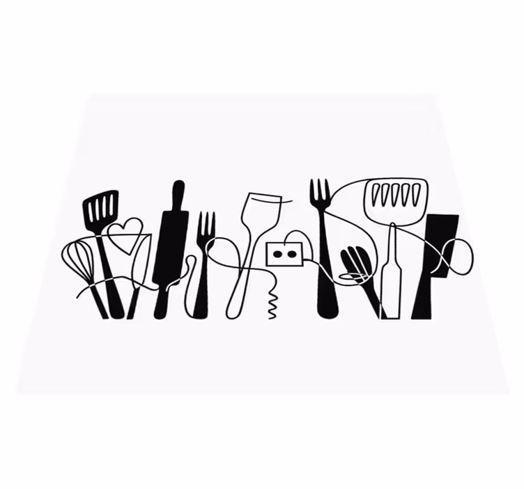Tapis vinyle cuisine ustensiles de cuisine en ligne - TenStickers