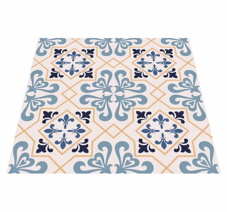 Tapis vinyle cuisine motif carreaux portugais jaunes - TenStickers