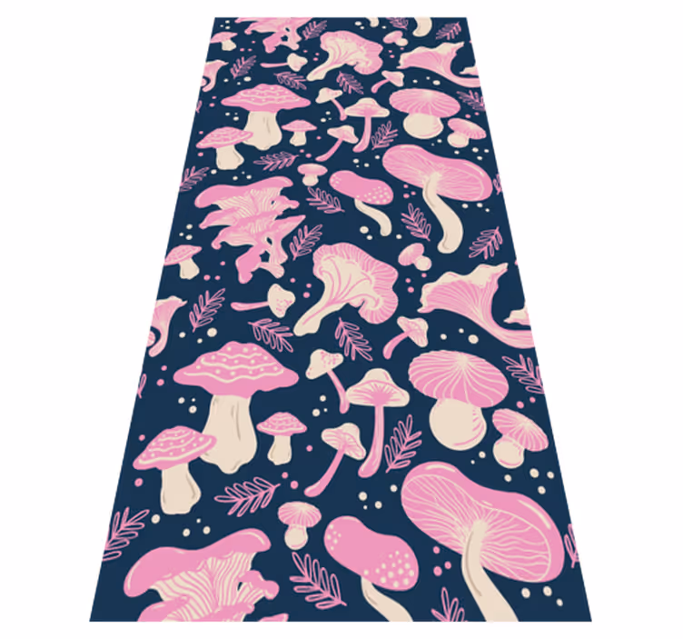 Tapis vinyle cuisine motif champignons roses - TenStickers