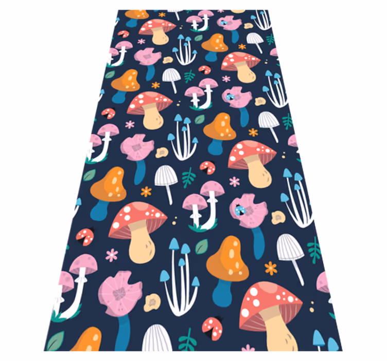 Tapis vinyle cuisine motif champignons et coccinelles - TenStickers