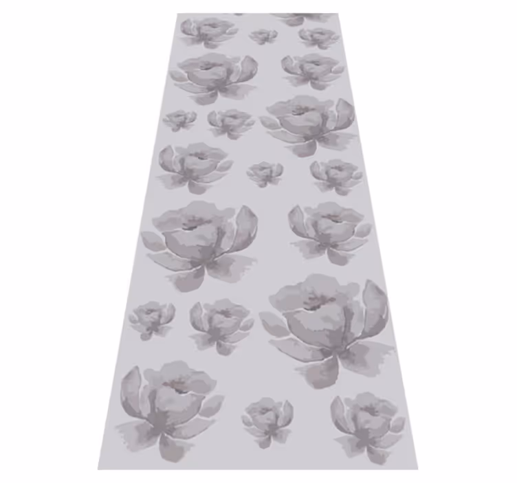 Tapis vinyle chambre motif floral gris années 80 - TenStickers