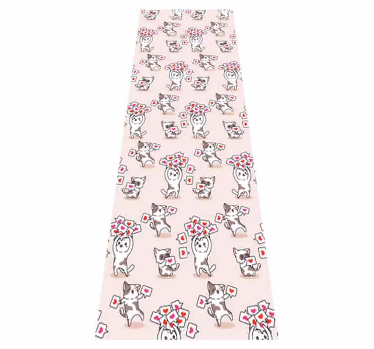 Tapis vinyle chambre motif chats avec cœurs - TenStickers
