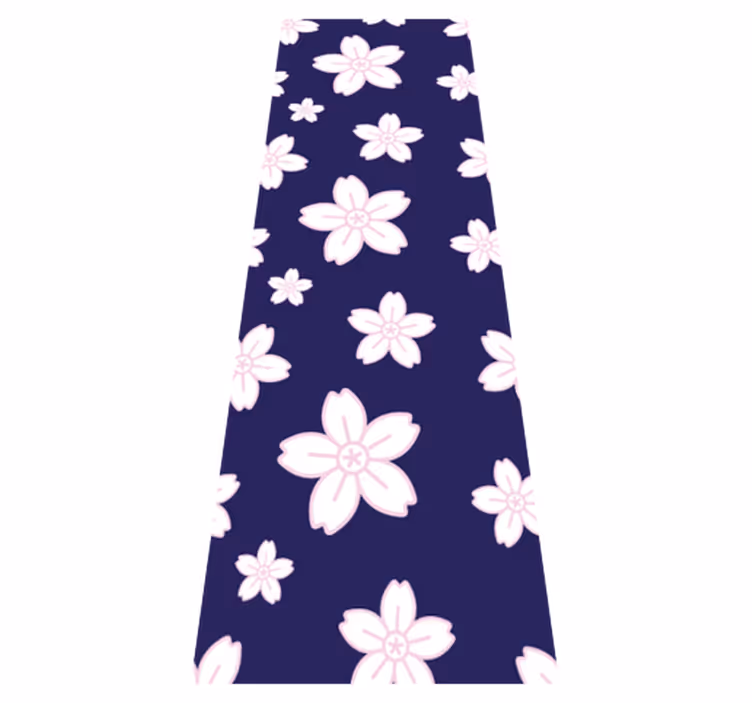 Tapis vinyle chambre motif fleurs de prunier bleu - TenStickers