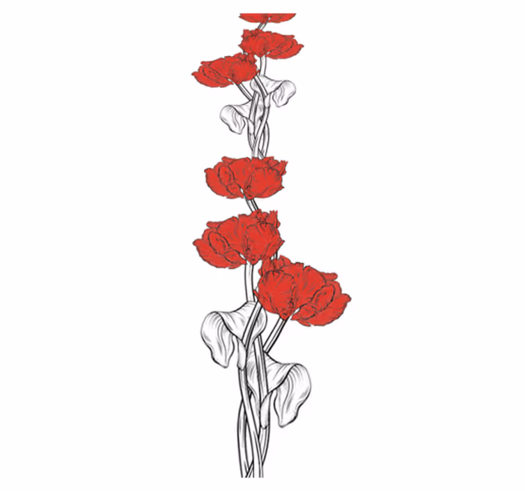 Tapis vinyle chambre motif tulipes rouges verticales - TenStickers