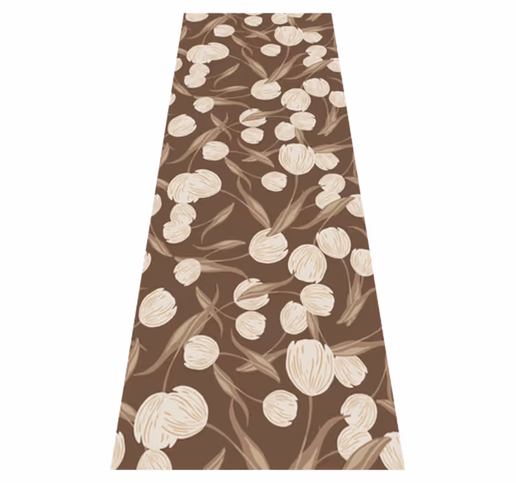Tapis vinyle chambre motif tulipes beiges élégantes - TenStickers