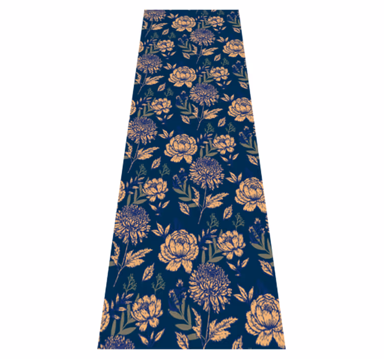 Tapis vinyle chambre motif provençal bleu et jaune - TenStickers