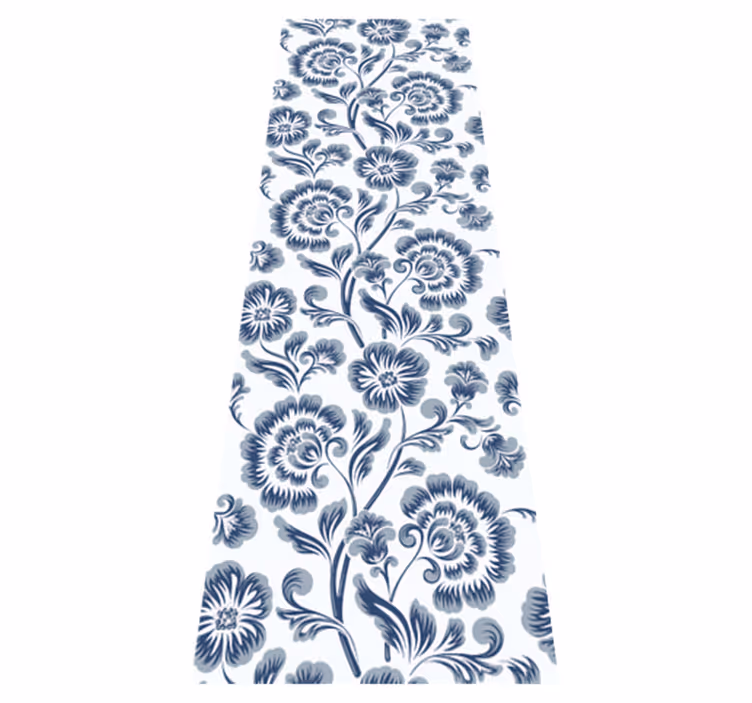 Tapis vinyle chambre fleurs bleues style grandmillenial - TenStickers