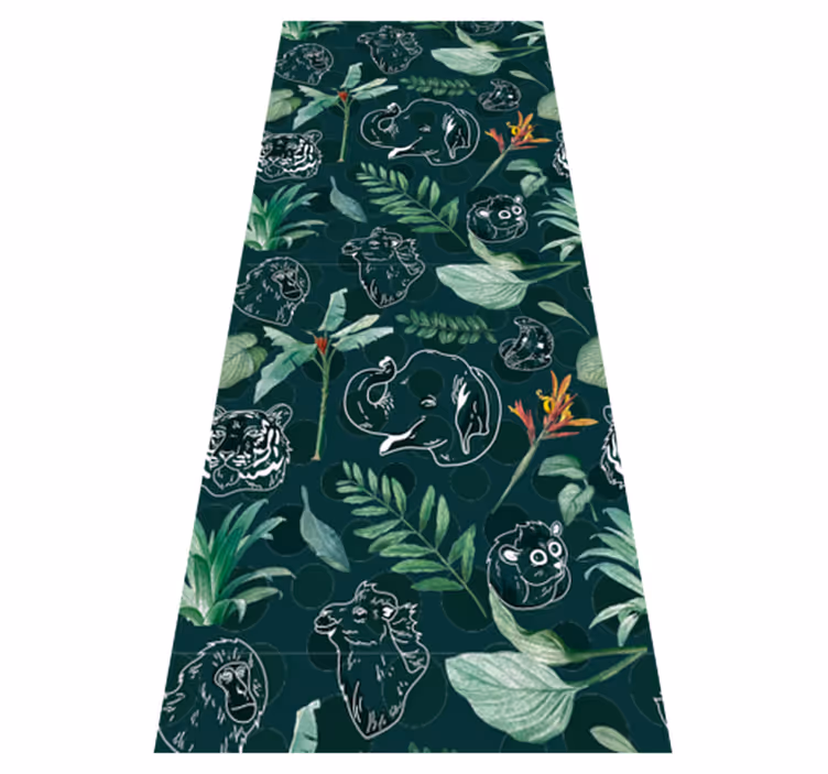 Tapis vinyle chambre motifs d'animaux colorés et arbres - TenStickers
