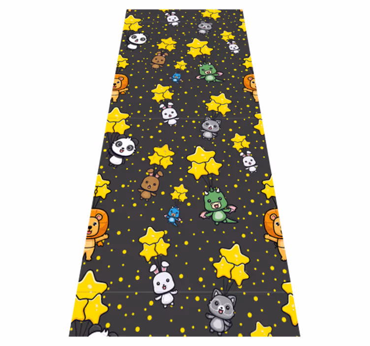 Tapis vinyle chambre animaux mignons volant sur des ballons - TenStickers