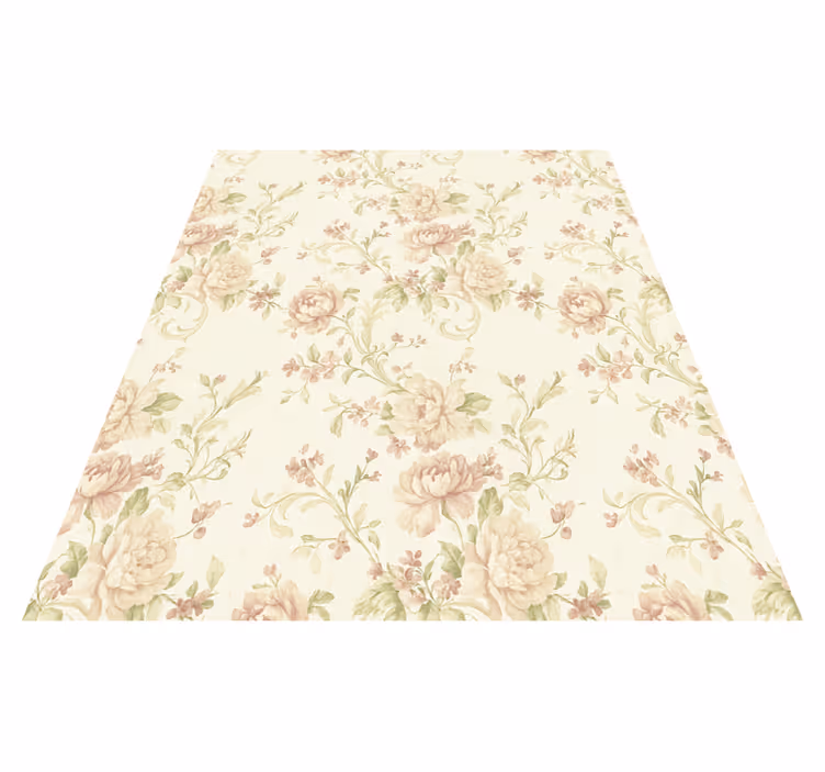 Tapis vinyle chambre motif floral vintage rose clair - TenStickers