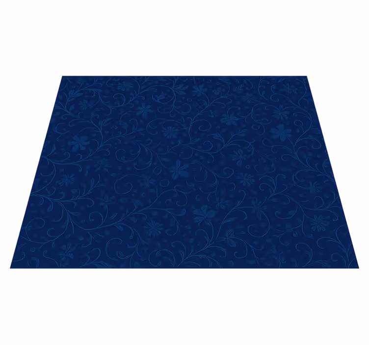 Tapis vinyle chambre motif fleurs bleu marine - TenStickers