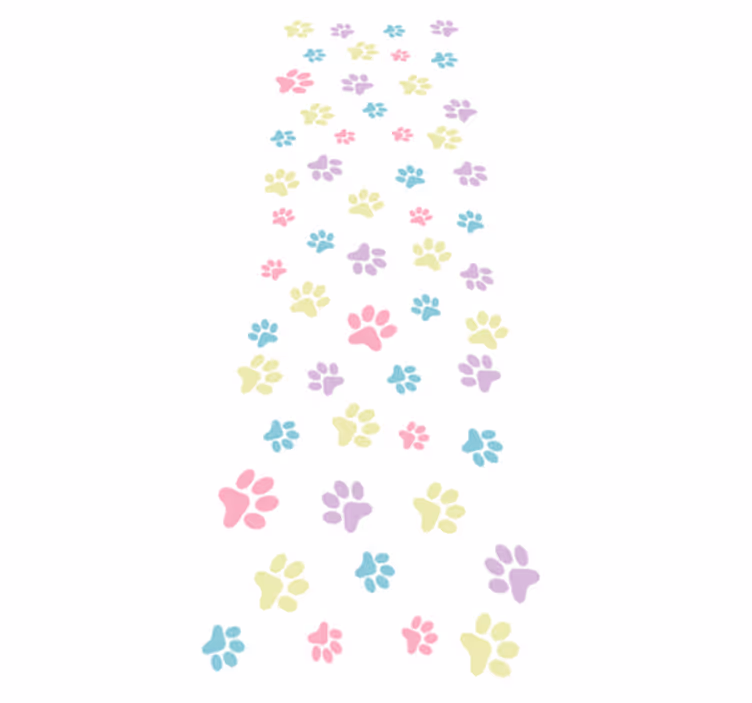 Tapis vinyle chambre pattes de chien colorées fantastiques - TenStickers