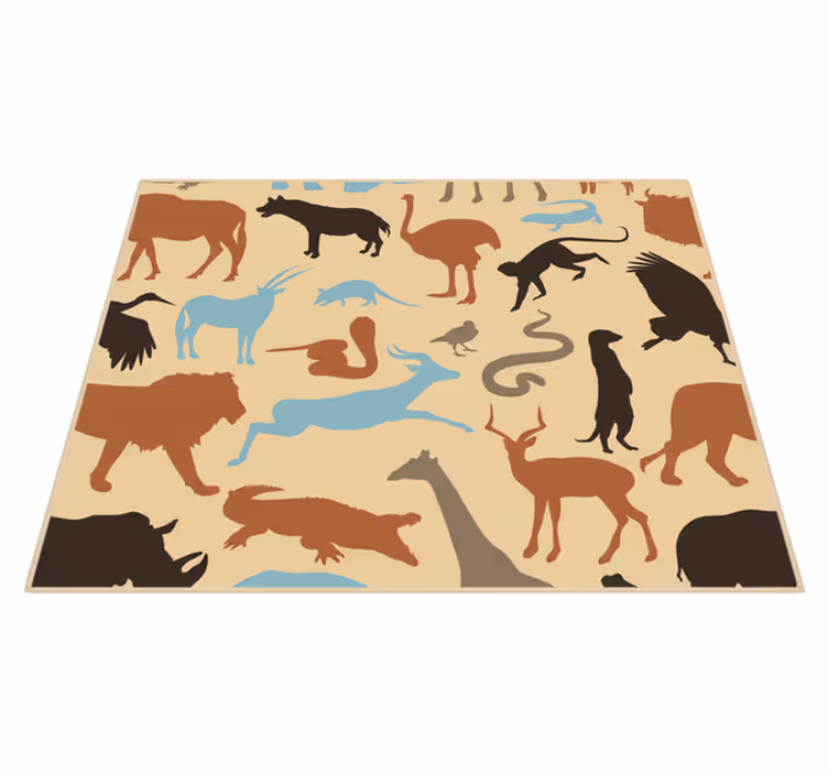 Tapis vinyle chambre silhouettes animaux safari - TenStickers