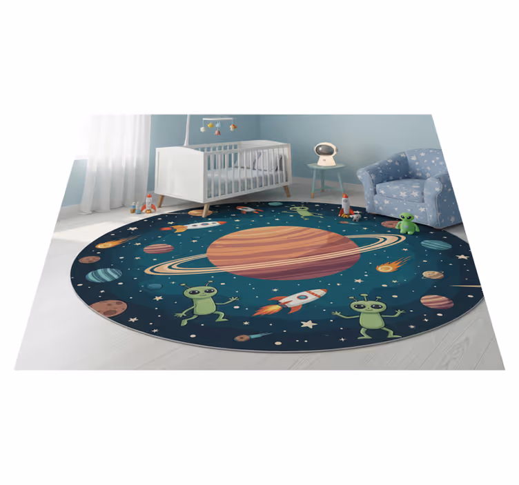 Tapis vinyle chambre illustration ronde d'aliens amusants - TenStickers