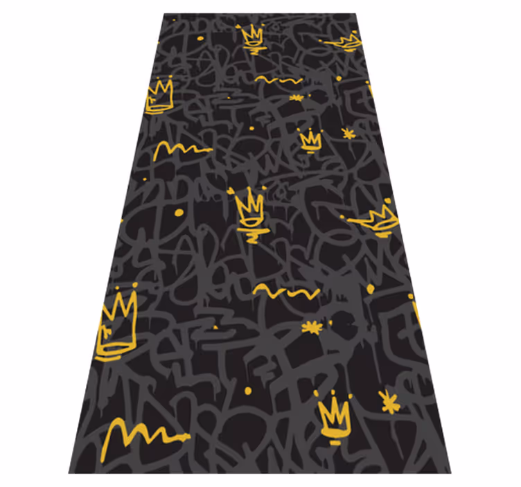 Tapis vinyle chambre couronne graffiti noir et or - TenStickers