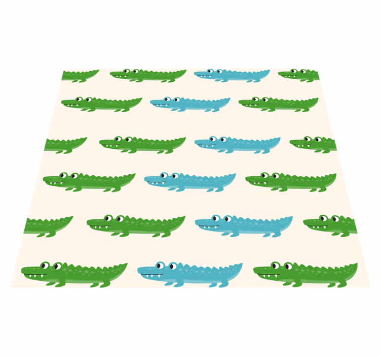 Tapis vinyle chambre crocodile vert et bleu - TenStickers