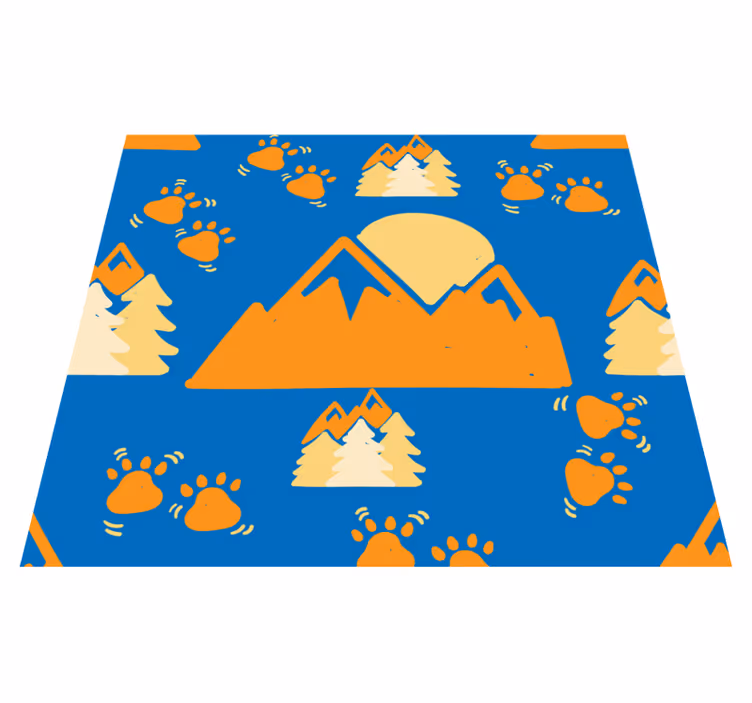 Tapis vinyle chambre empreintes dans la montagne bleu foncé - TenStickers