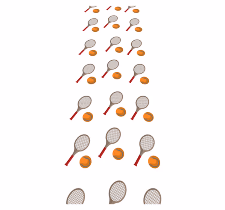 Tapis vinyle chambre raquettes avec balles oranges - TenStickers
