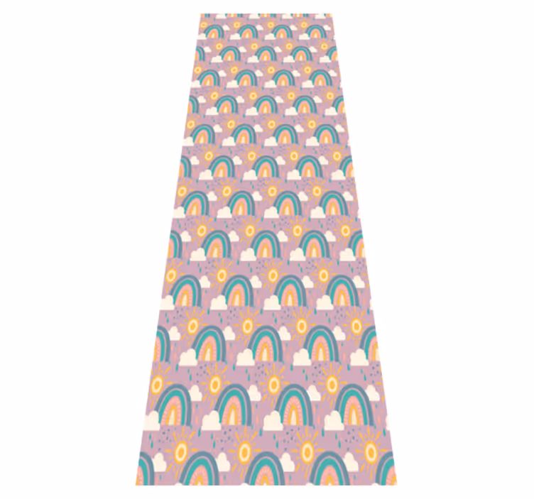 Tapis vinyle chambre motif mignon soleil et arc-en-ciel - TenStickers