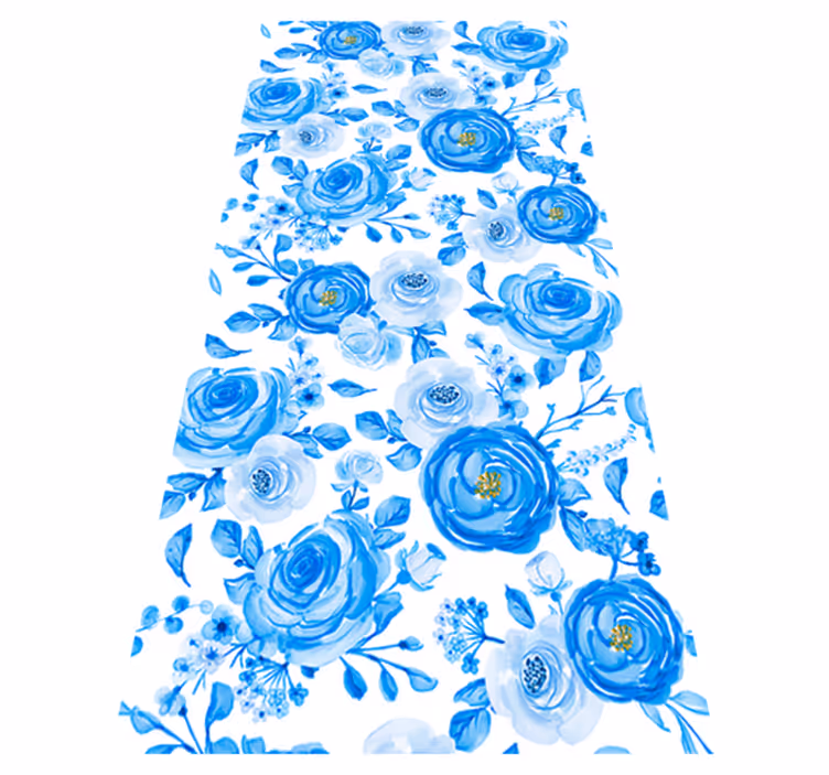 Tapis vinyle chambre style nordique fleurs bleues - TenStickers