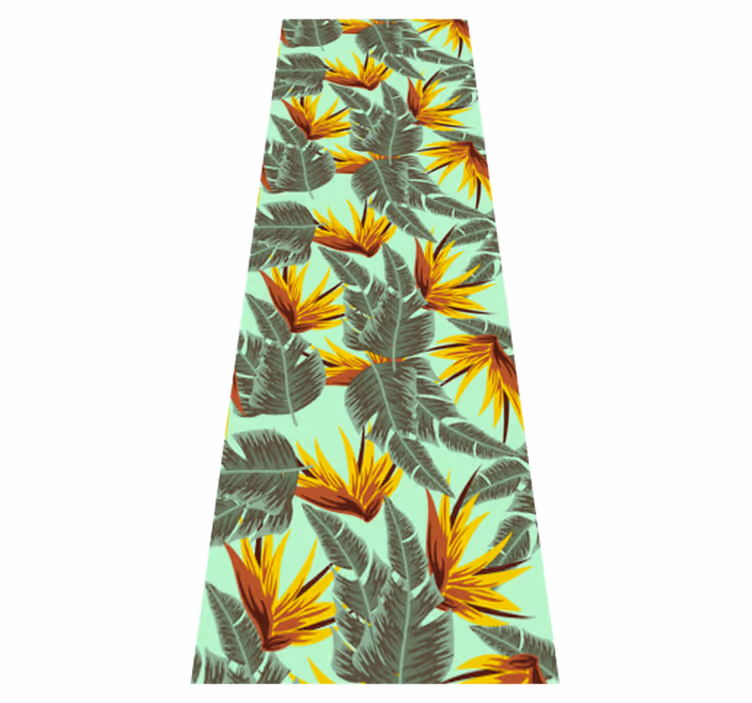 Tapis vinyle chambre feuilles tropicales vertes et jaunes - TenStickers