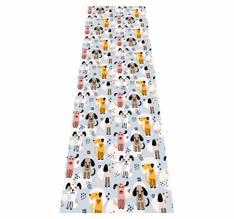 Tapis vinyle chambre chiens multicolores sur fond bleu - TenStickers