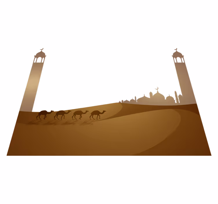Tapis vinyle chambre mosquée islamique et chameaux - TenStickers
