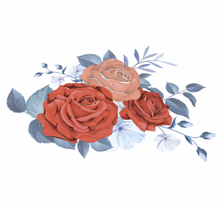 Tapis vinyle chambre fleurs bleu bouquet - TenStickers