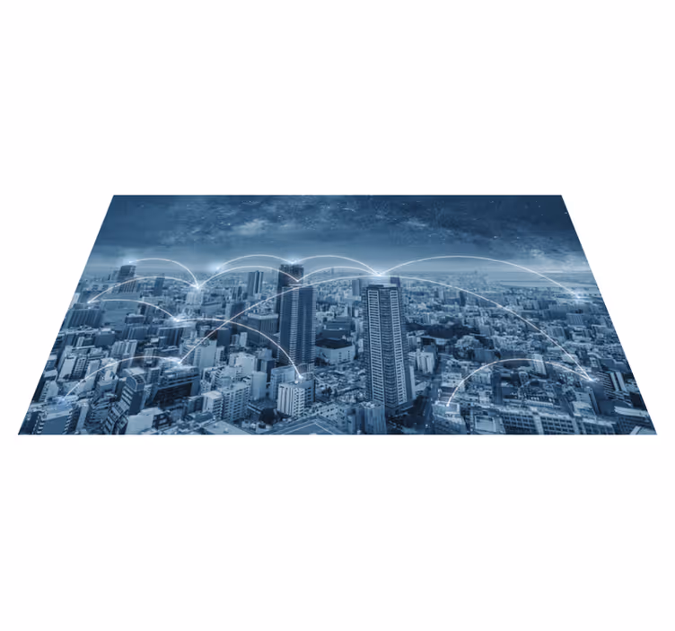Tapis vinyle chambre paysage de gratte-ciel - TenStickers
