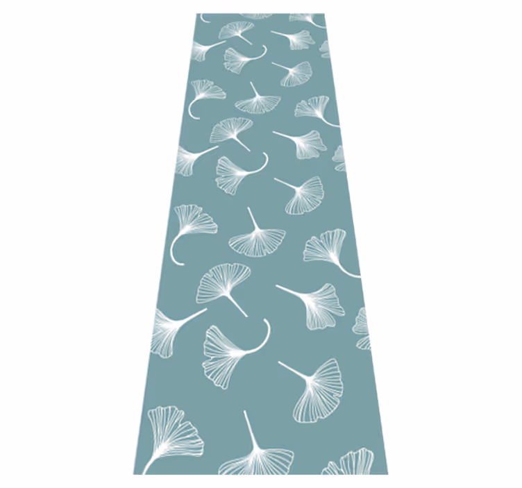 Tapis vinyle nordique motif feuilles ginkgo bleu clair - TenStickers