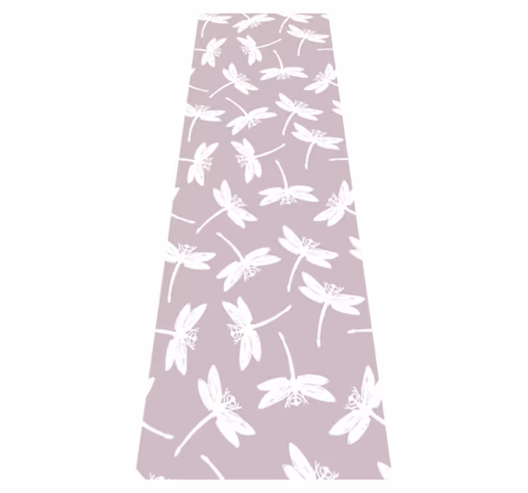 Tapis vinyle nordique peinture libellule rose japandi - TenStickers