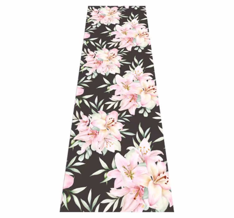 Tapis vinyle nature motif floral aquarelle nénuphars - TenStickers