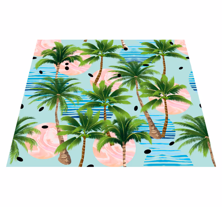 Tapis vinyle nature palmiers et vagues - TenStickers