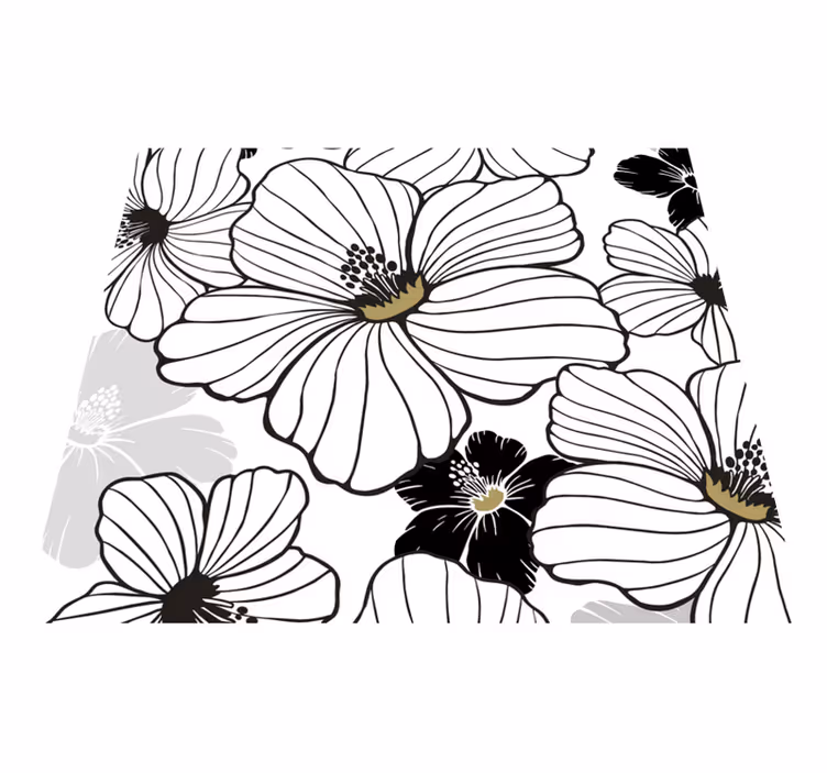 Tapis vinyle nature motif fleur d'hibiscus blanc - TenStickers