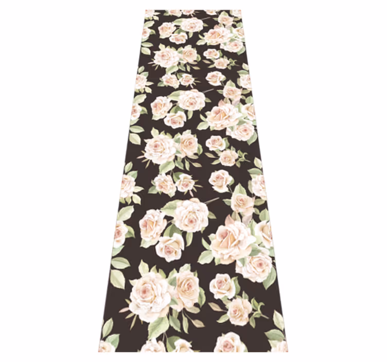 Tapis vinyle nature rose blanche fond noir - TenStickers