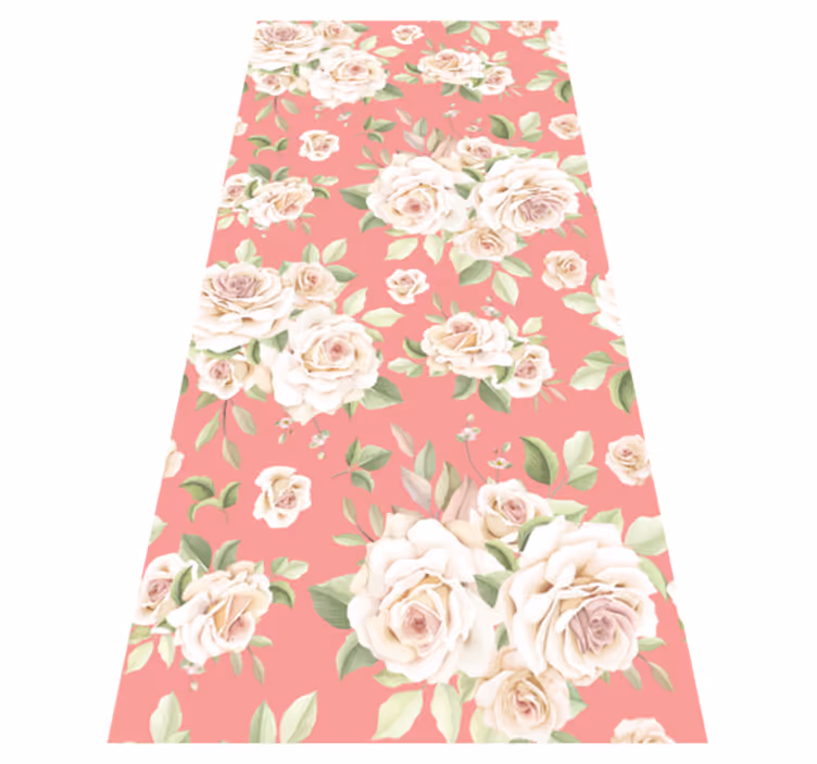 Tapis vinyle nature roses vintage sur fond blanc - TenStickers