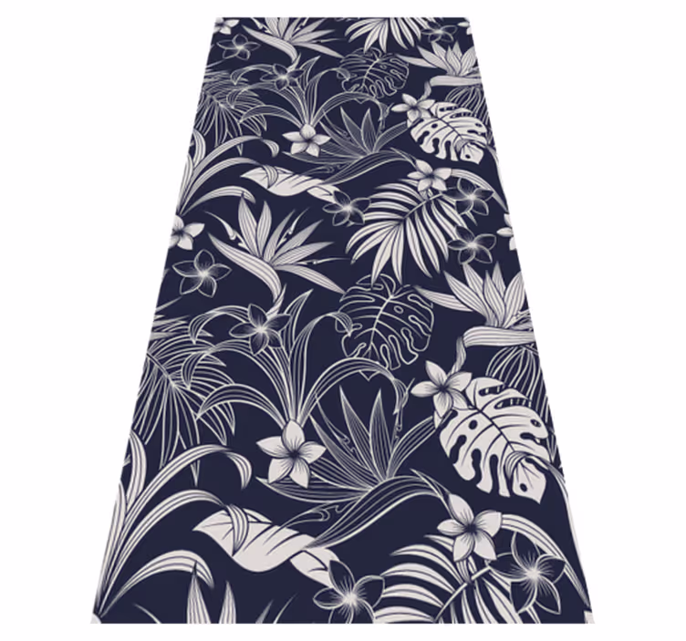 Tapis vinyle nature feuilles et fleurs tropicales sombres - TenStickers