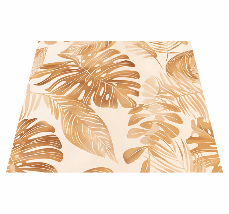 Tapis vinyle nature motif grandes feuilles beige - TenStickers