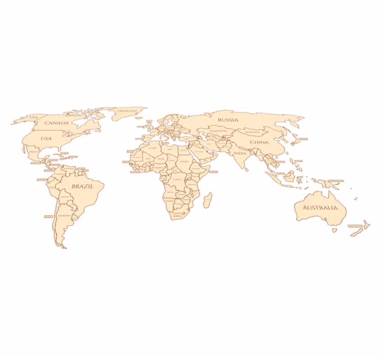 Tapis vinyle carte du monde chiffres - TenStickers