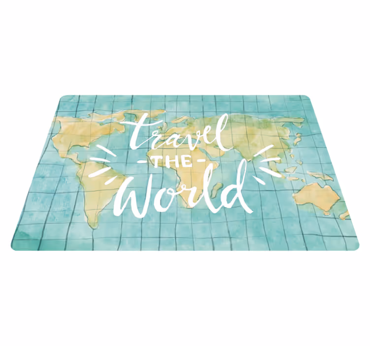 Tapis vinyle carte du monde pour voyager dans le monde - TenStickers