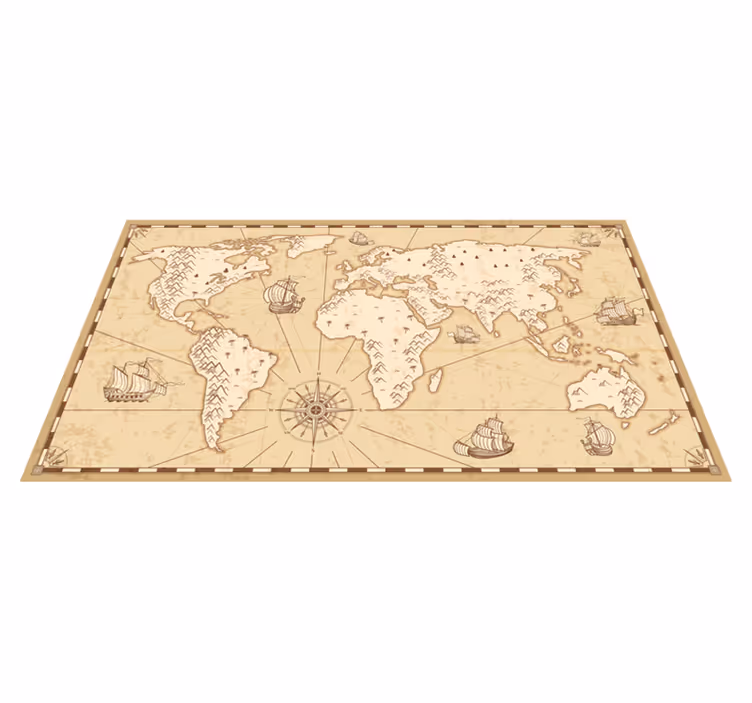 Tapis vinyle carte du monde vintage vieillie - TenStickers