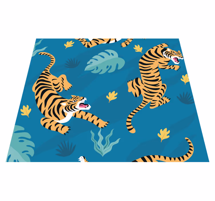 Tapis vinyle animal fond tigres - TenStickers