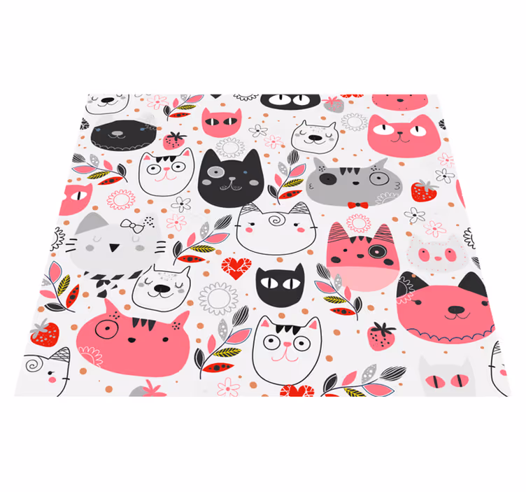 Tapis vinyle animal chats illustrés - TenStickers