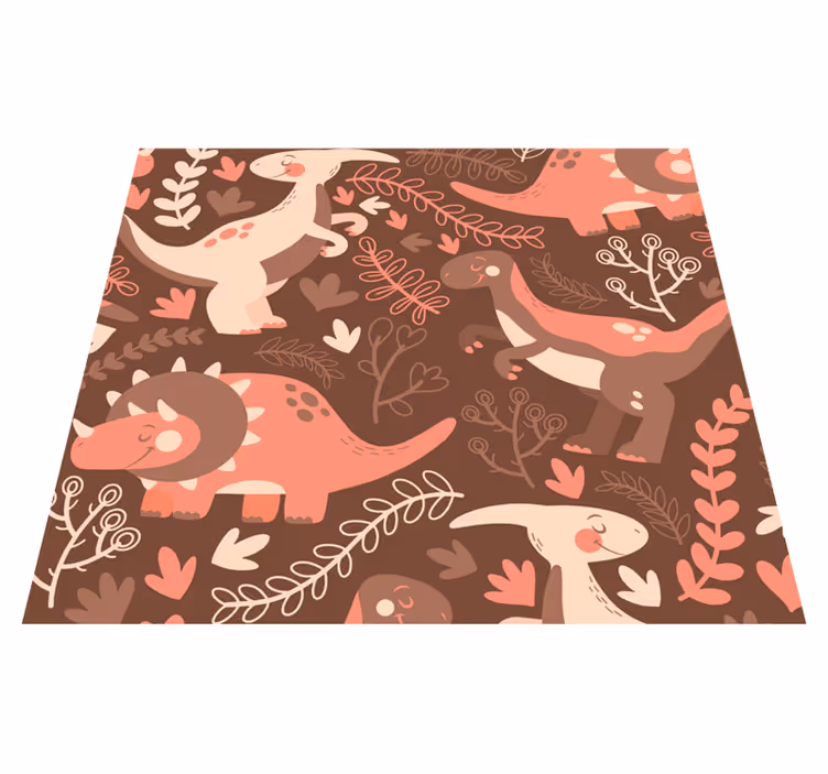 Tapis vinyle animal dinosaures et feuilles - TenStickers