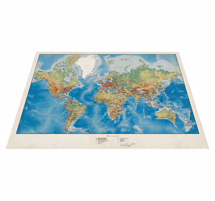 Tapis vinyle carte du monde mercator - TenStickers