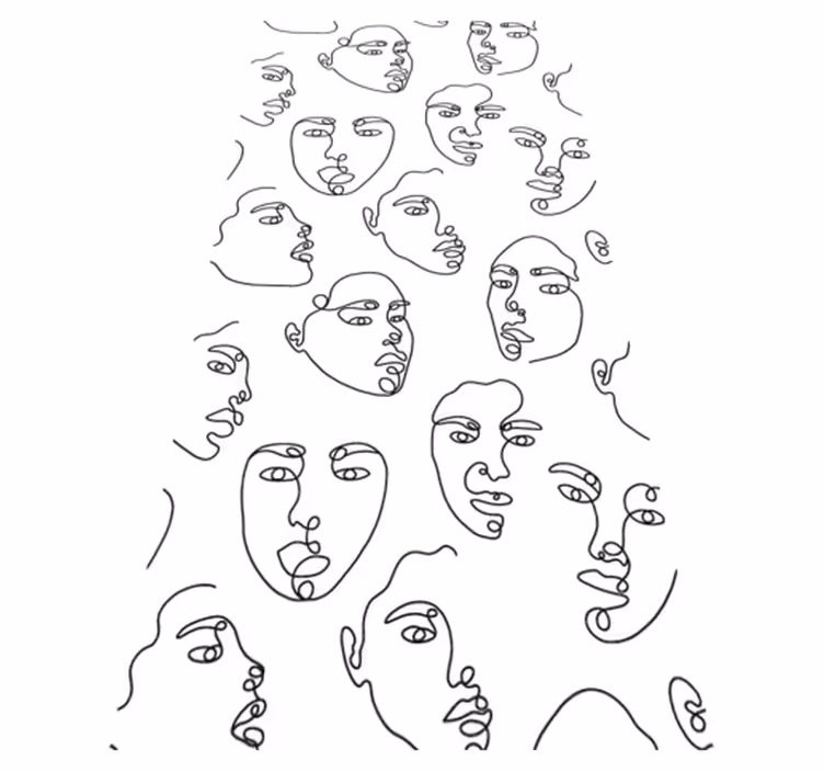 Tapis vinyle moderne motif visages en ligne art - TenStickers